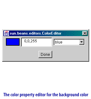  The color property editor for the background color  