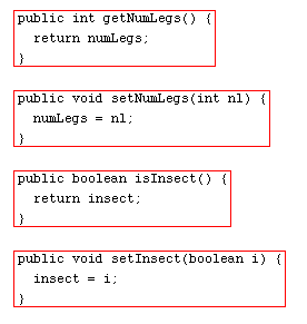 getter() and setter() methods for the JavaBean