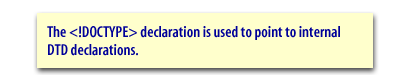 The !DOCTYPE declaration is used to point to internal DTD declarations